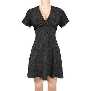 Vintage 90s Polka Dot Mini Dress Blk V Neck Babydoll Grunge Whimsigoth Sz M